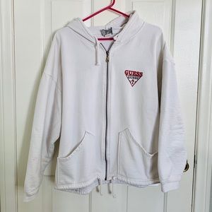 Italian Guess Logo White Jacket Size Large